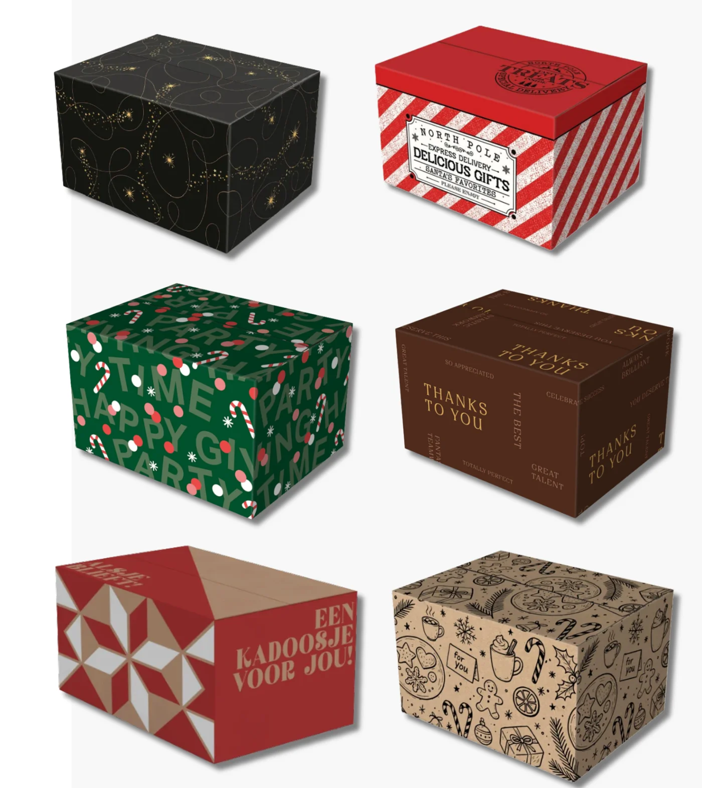 Verschillende kerstdozen om uit te kiezen